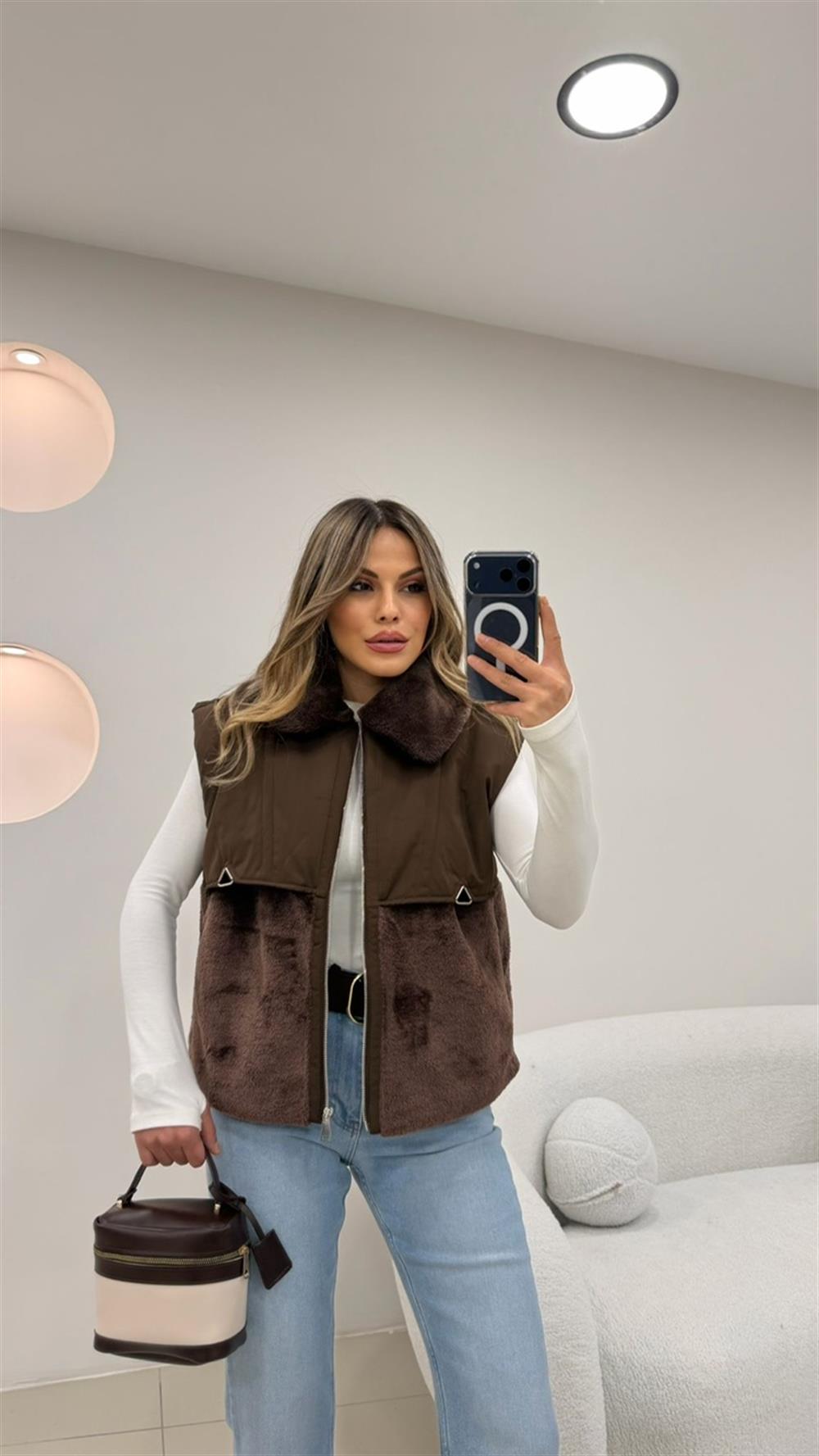 PREMİUM SERİ YAKA KÜRK DETAYLI YELEK