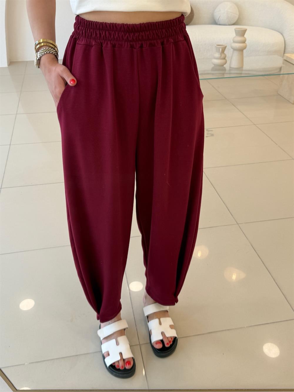 RAHAT KESİM MODAL KUMAŞ ŞALVAR BORDO