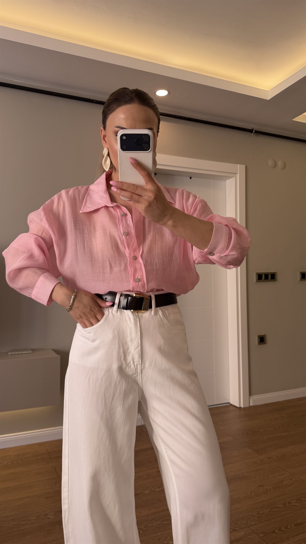 RAHAT KESİM TÜL GÖMLEK PEMBE