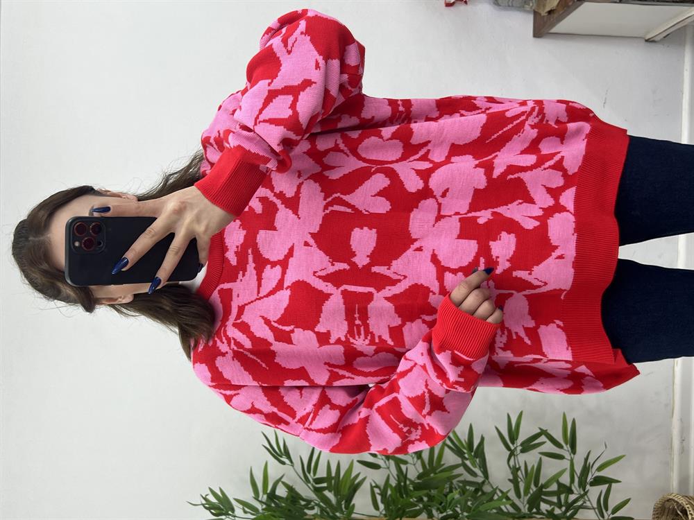 Renkli̇ Kazak Pembe-Kırmızı