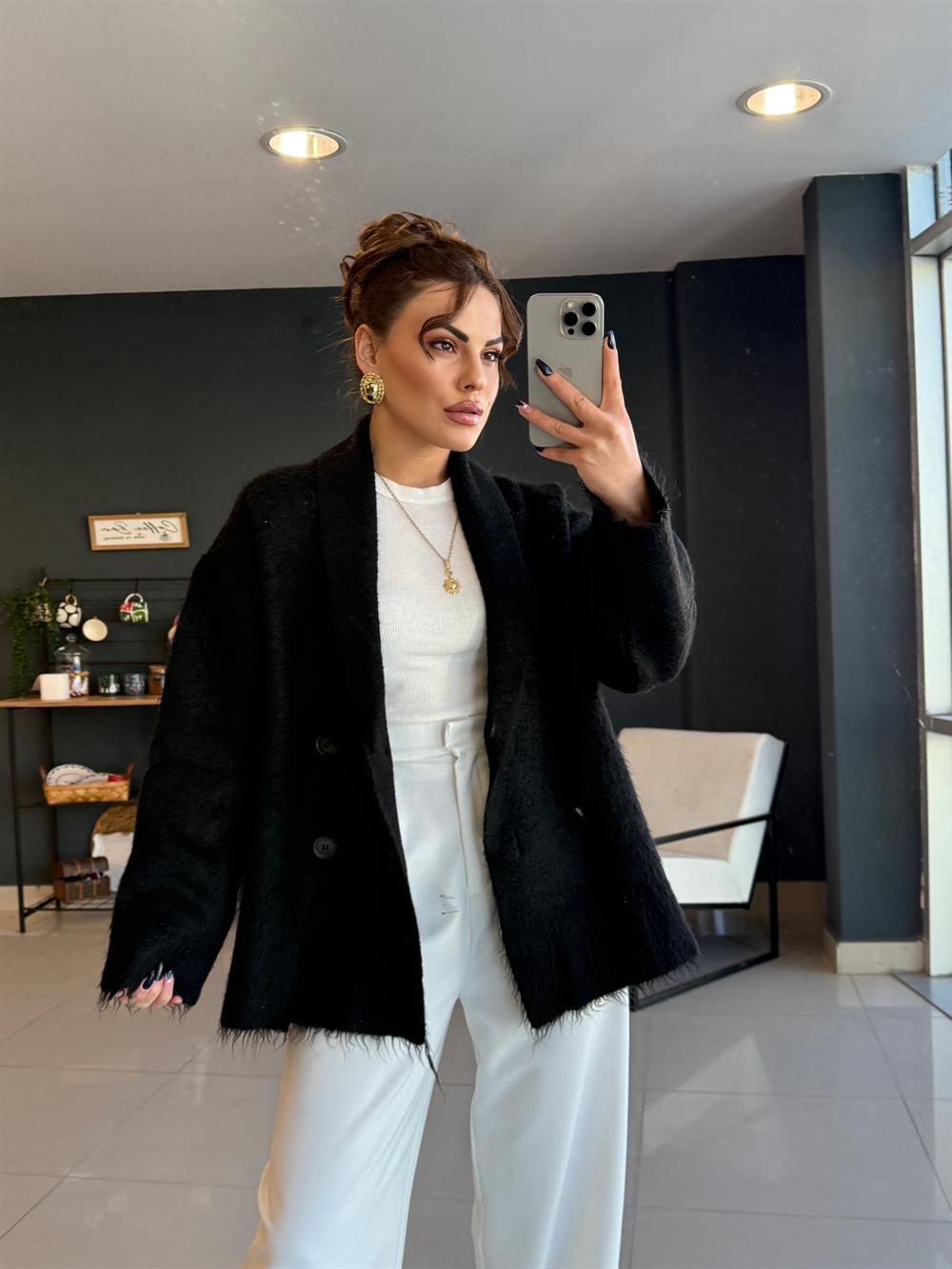 Şal Yaka Premi̇um Hirka Si̇yah