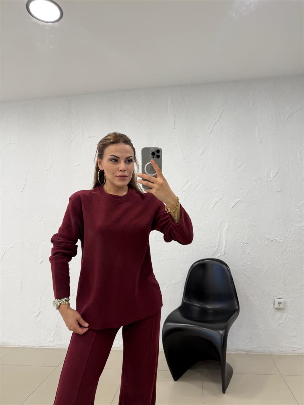 ŞARDONSUZ İKİLİ TAKIM BORDO