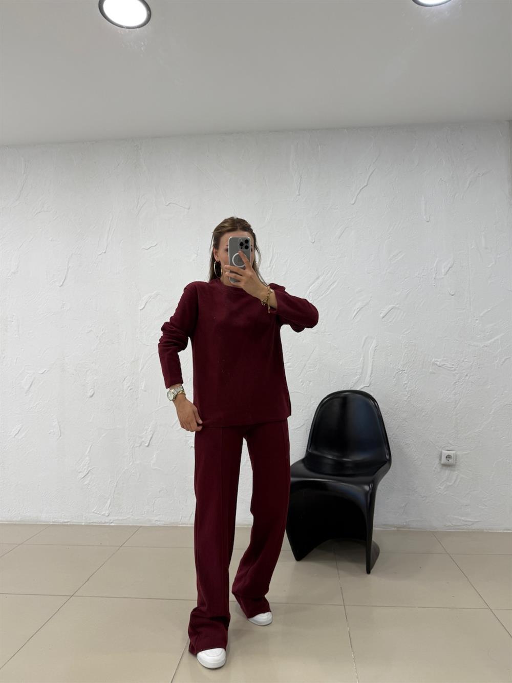 ŞARDONSUZ İKİLİ TAKIM BORDO