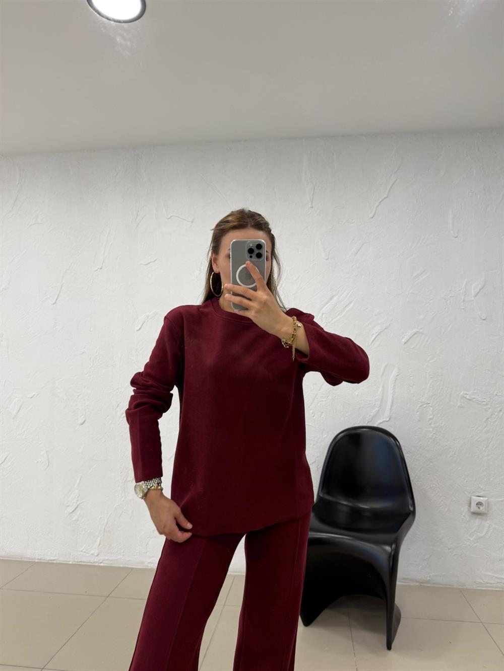 ŞARDONSUZ İKİLİ TAKIM BORDO