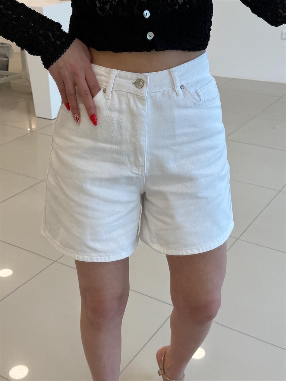 ŞEHİR BOY DENİM ŞORT BEYAZ