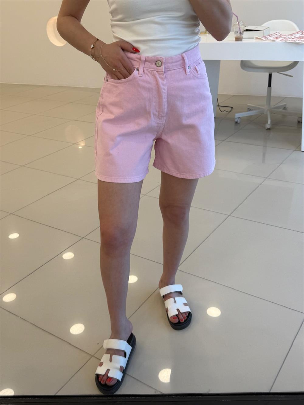 ŞEHİR BOY DENİM ŞORT PEMBE