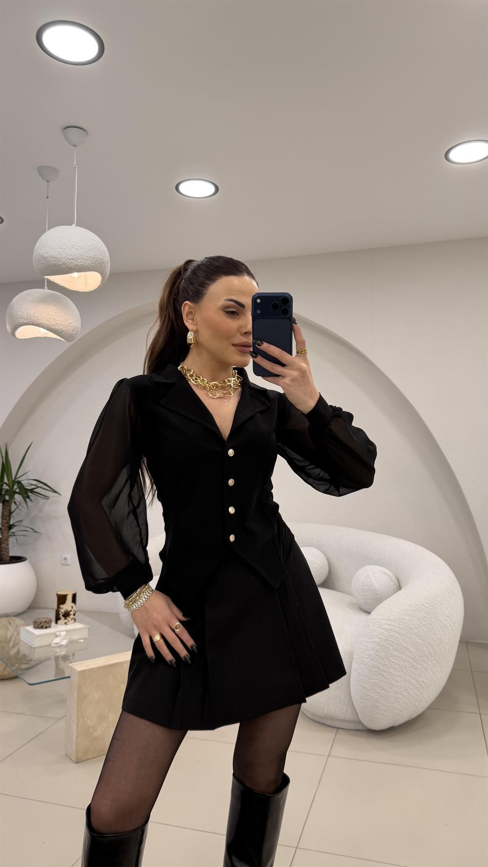 ŞİFON KOL GÖLEK SİYAH