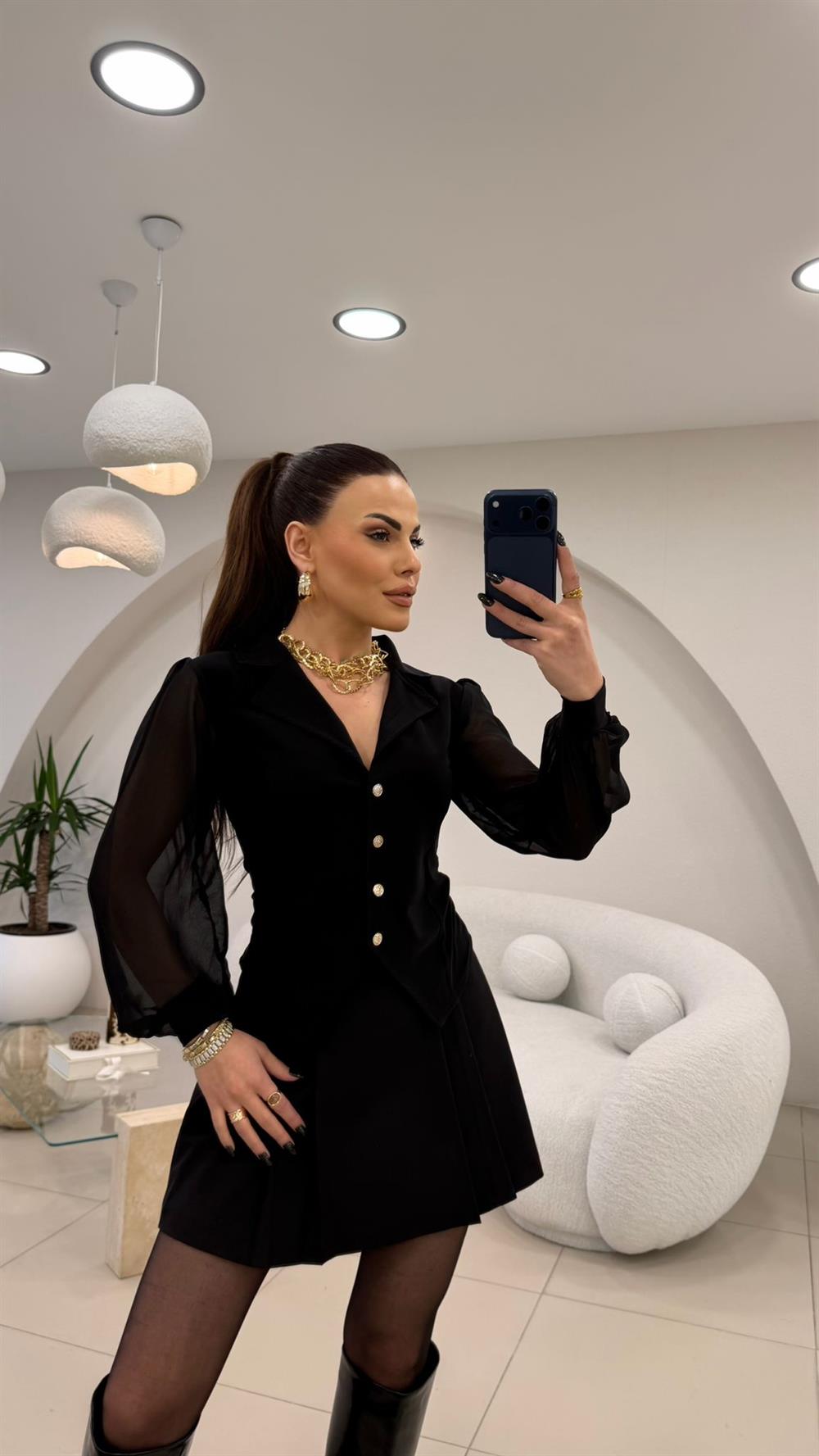 ŞİFON KOL GÖLEK SİYAH