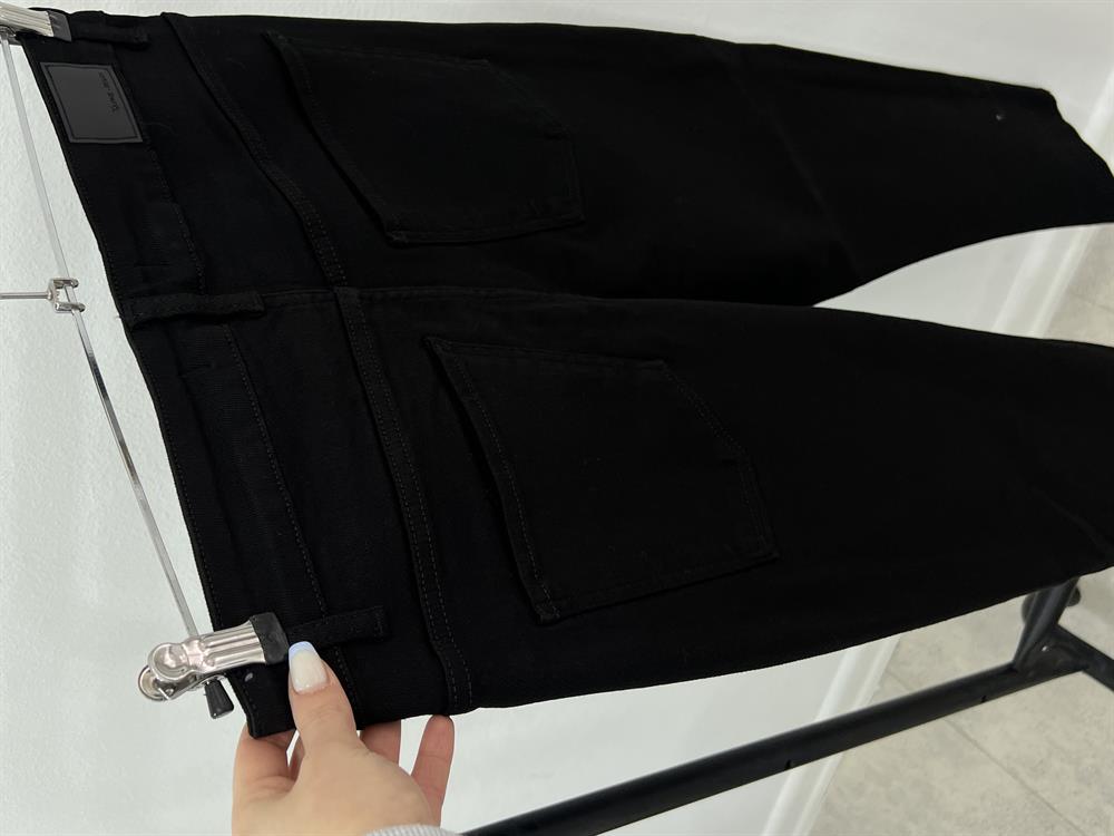 Si̇yah Battal Beden Likralı Mom Jean