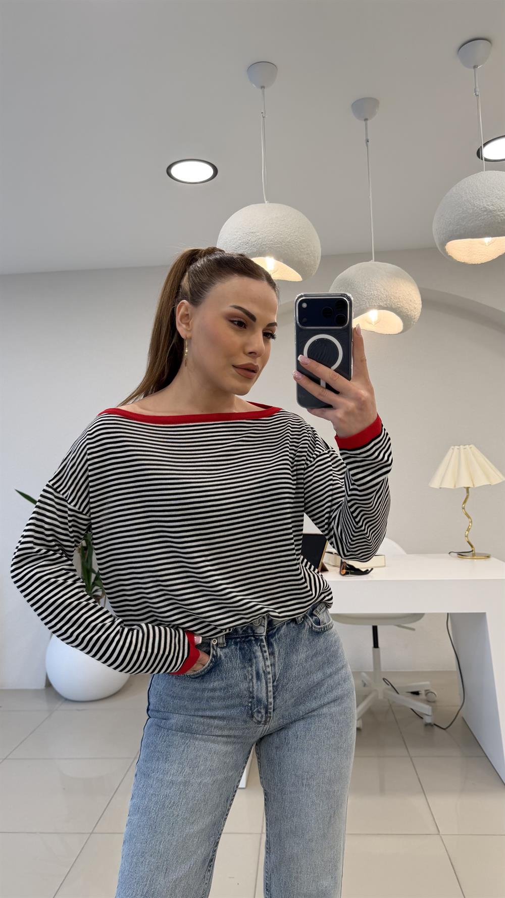 SİYAH ÇİZGİLİ MERSERİZE TRİKO 