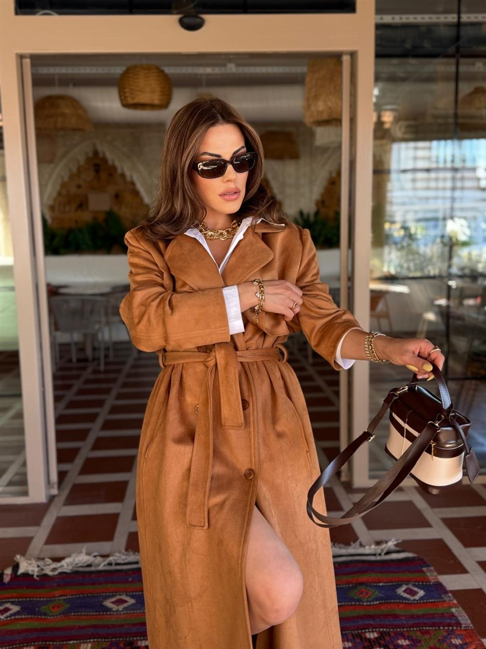 SÜET TREÇKOT CAMEL