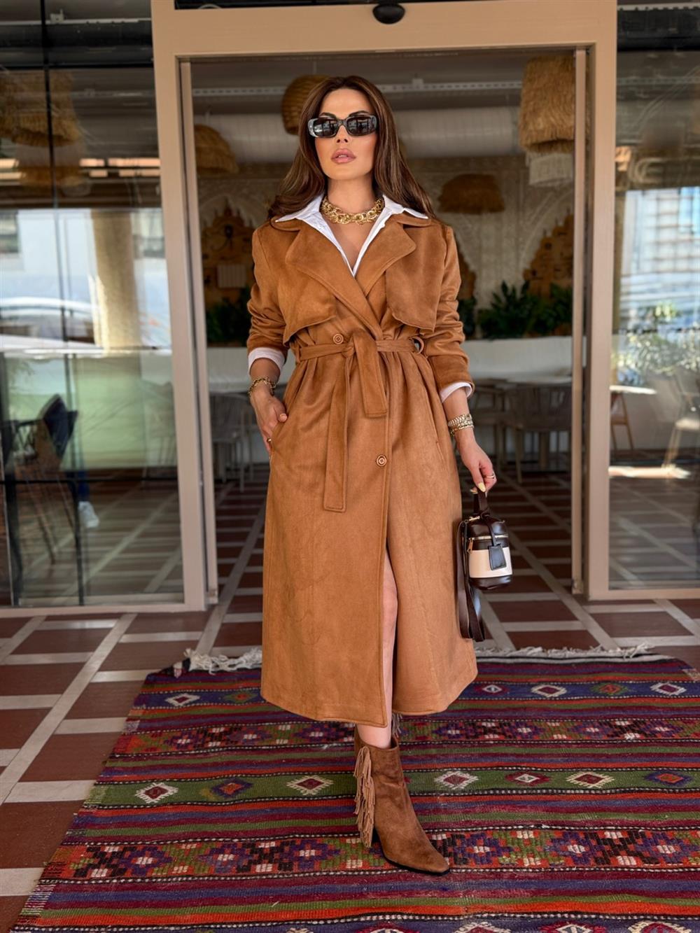 SÜET TREÇKOT CAMEL