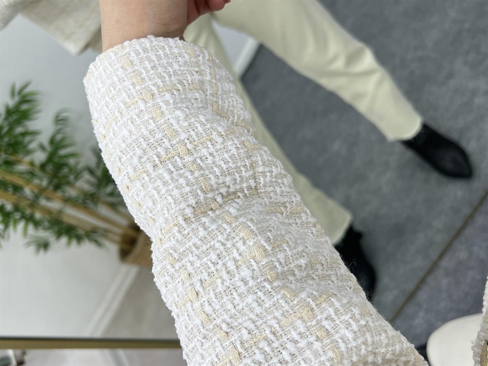 Taş Rengi̇ Gold Düğme Detayli Blazer Ceket