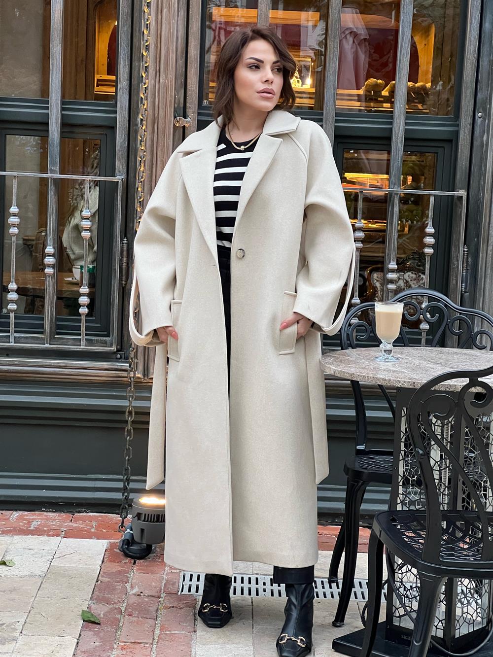 Taş Renk Kaşmi̇r Doku Kaban