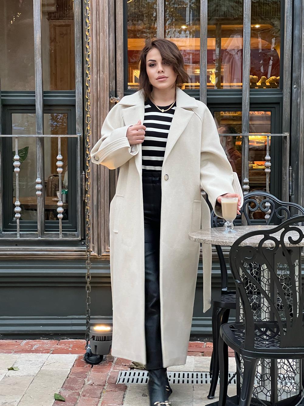 Taş Renk Kaşmi̇r Doku Kaban