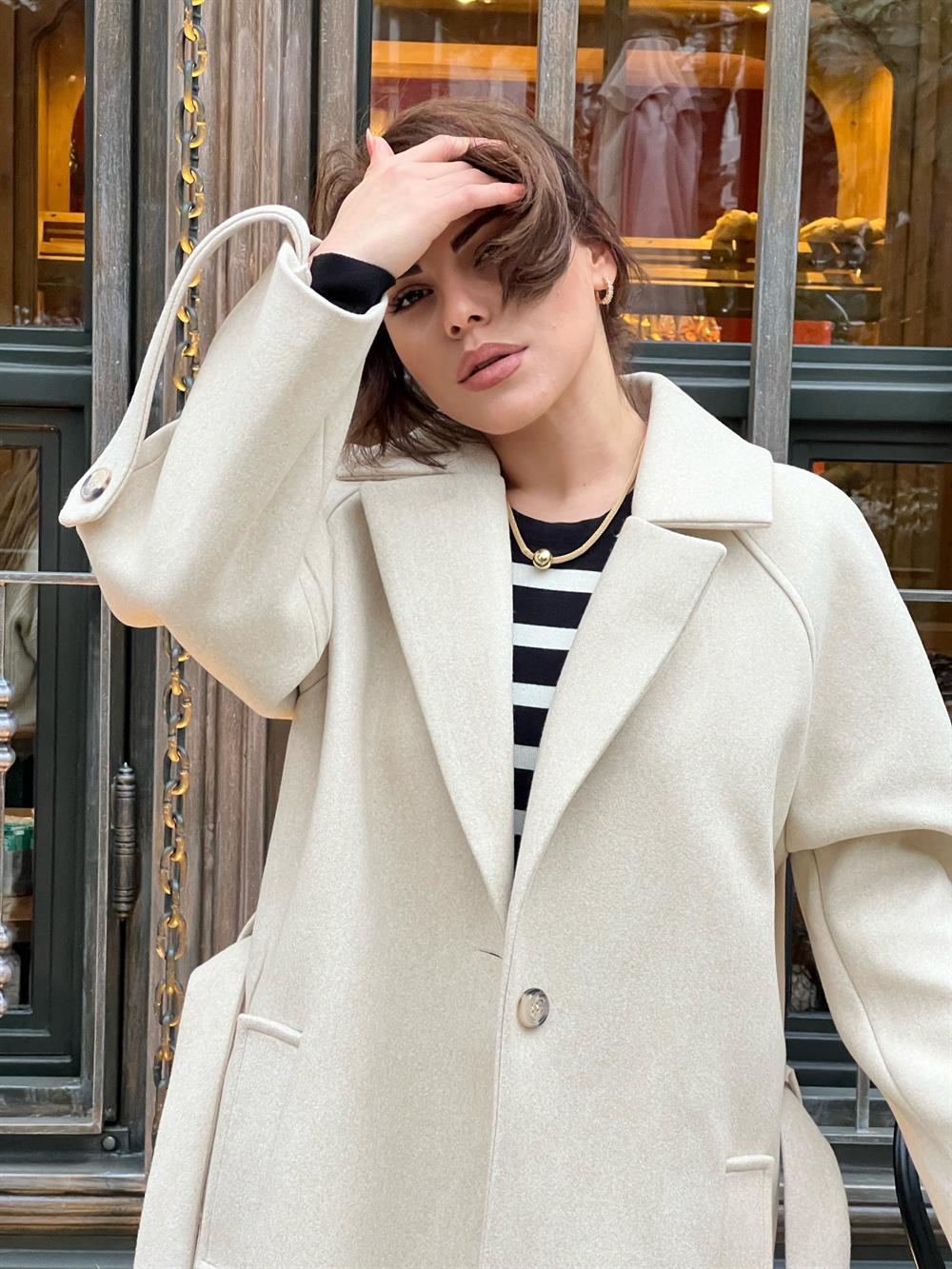 Taş Renk Kaşmi̇r Doku Kaban