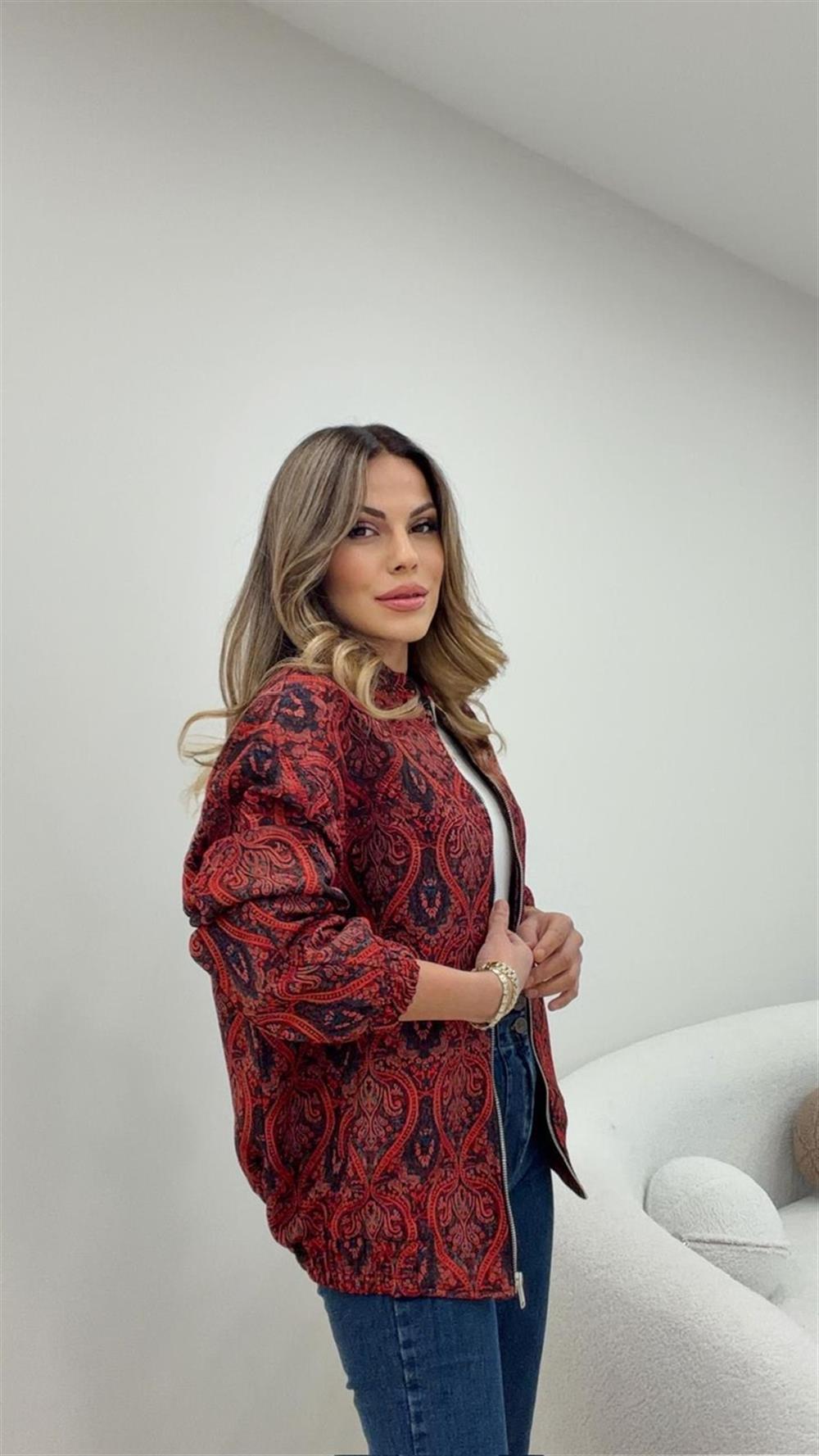TASARIM ETNİK DESEN BOMBER CEKET