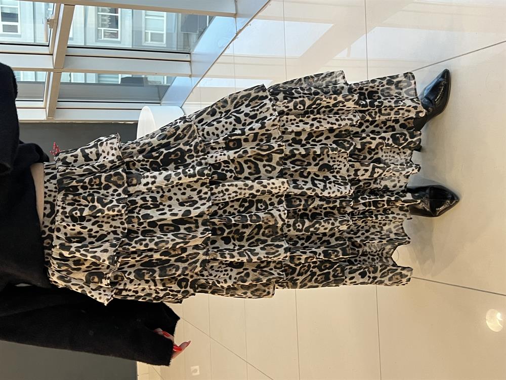Tasarim Firfirli Leopar Etek