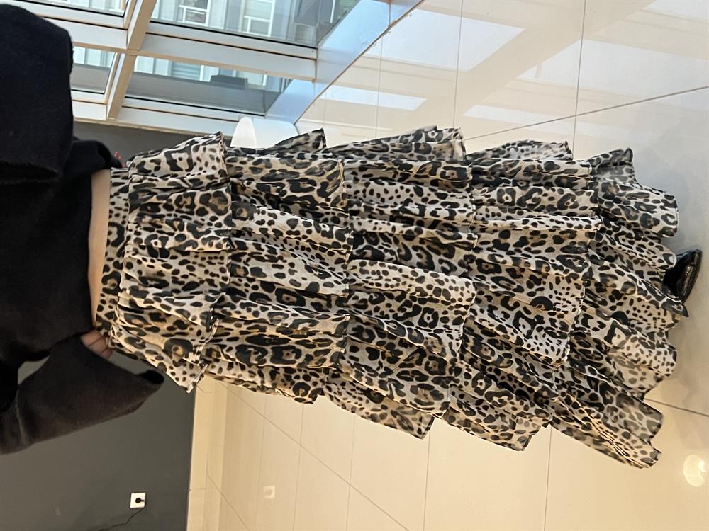 Tasarim Firfirli Leopar Etek