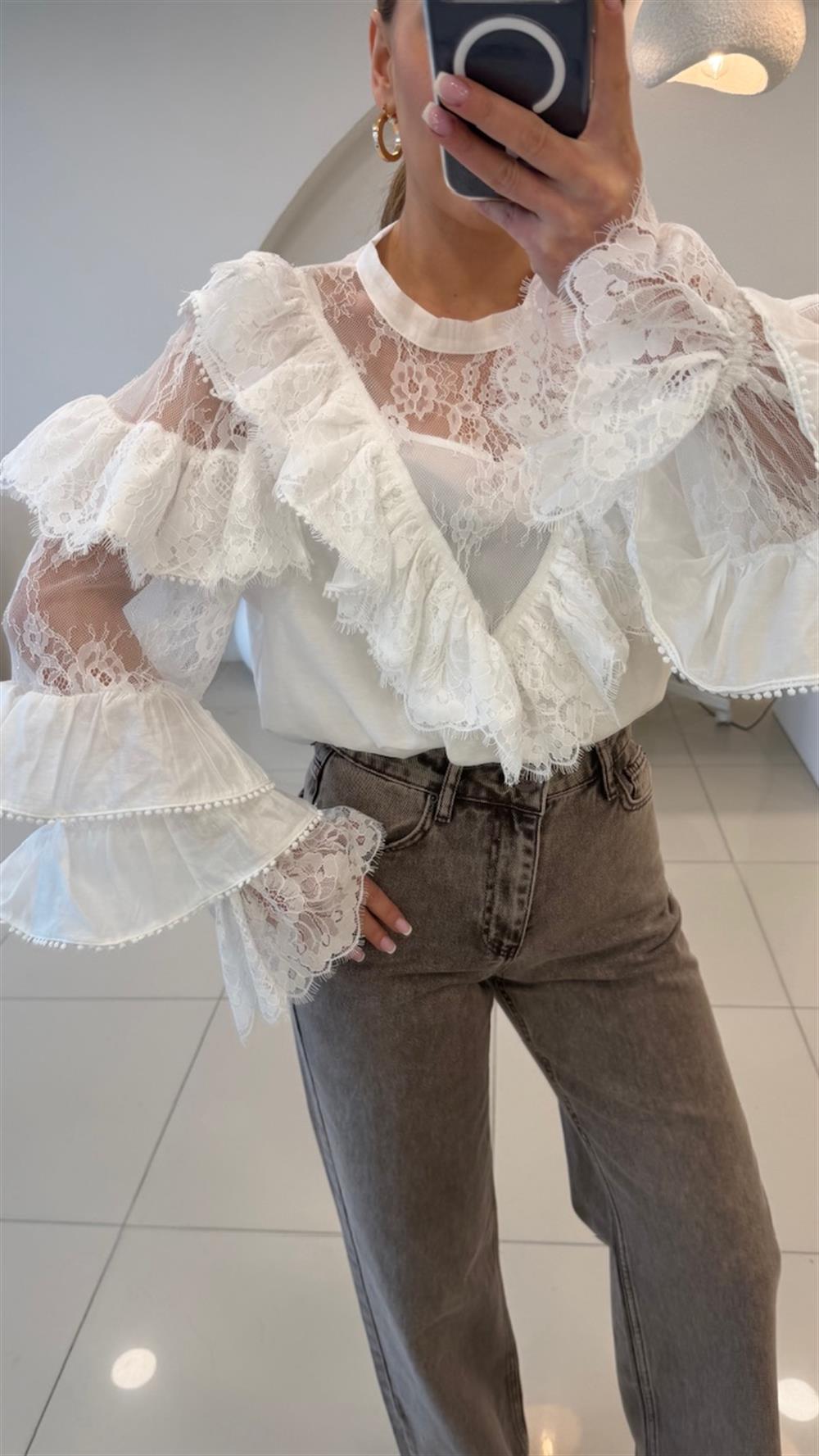 TASARIM HAKİM YAKA GÜPÜRLÜ GÖMLEK 