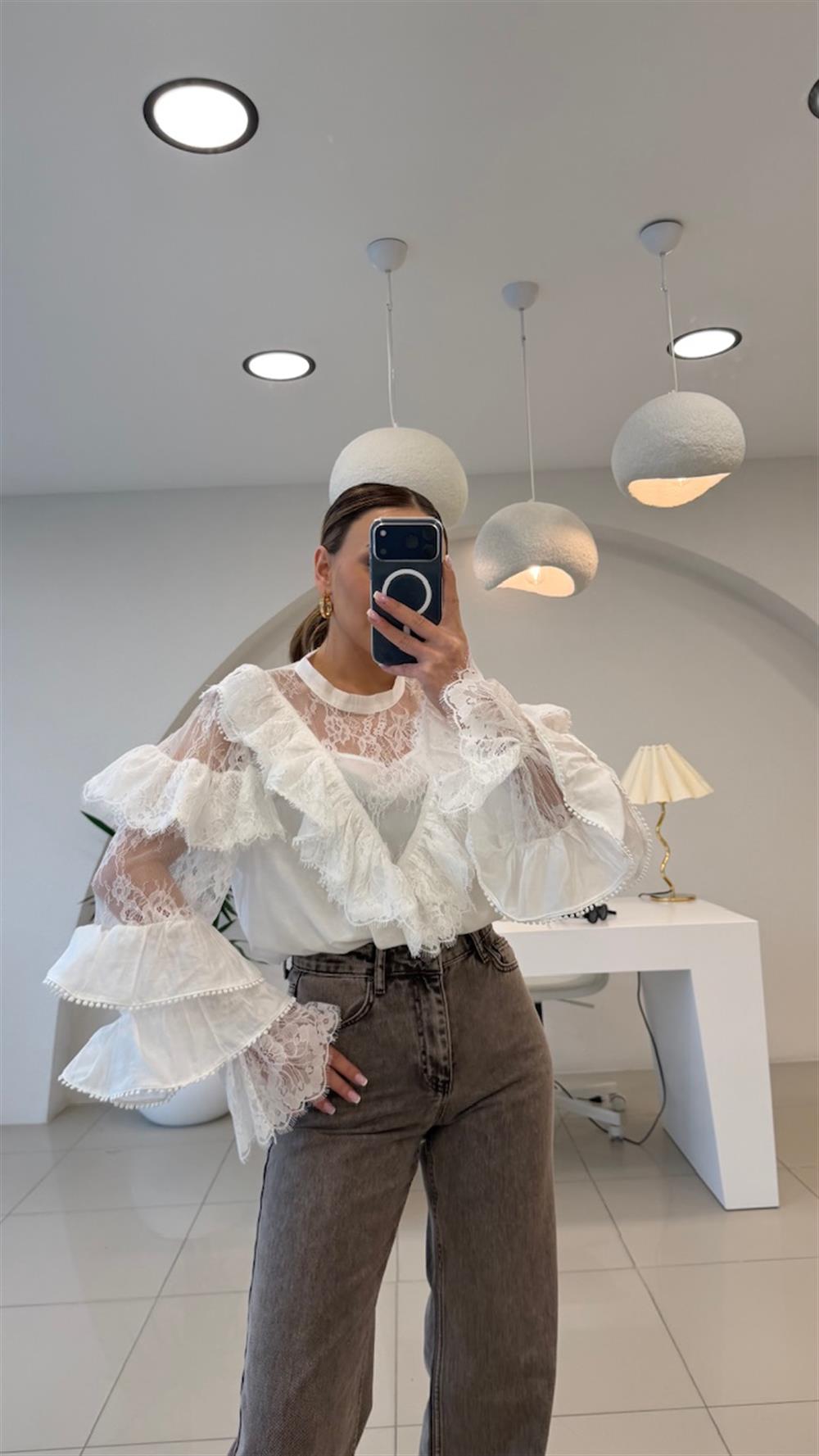 TASARIM HAKİM YAKA GÜPÜRLÜ GÖMLEK 