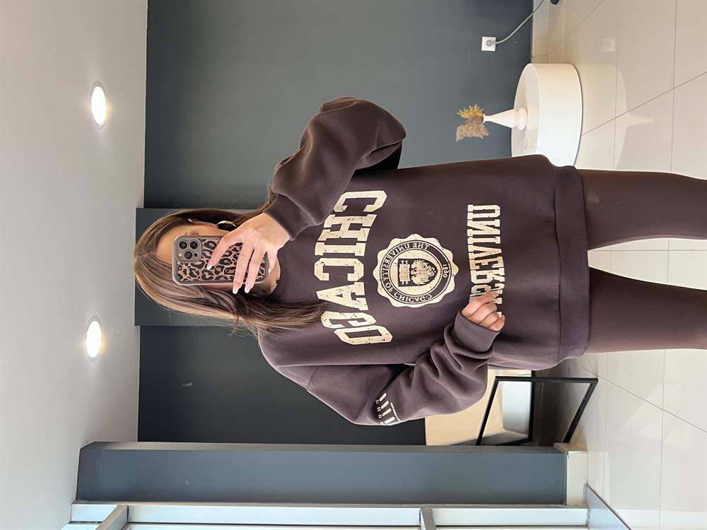 Tasarim Kahve Yazi Detayli Sweat