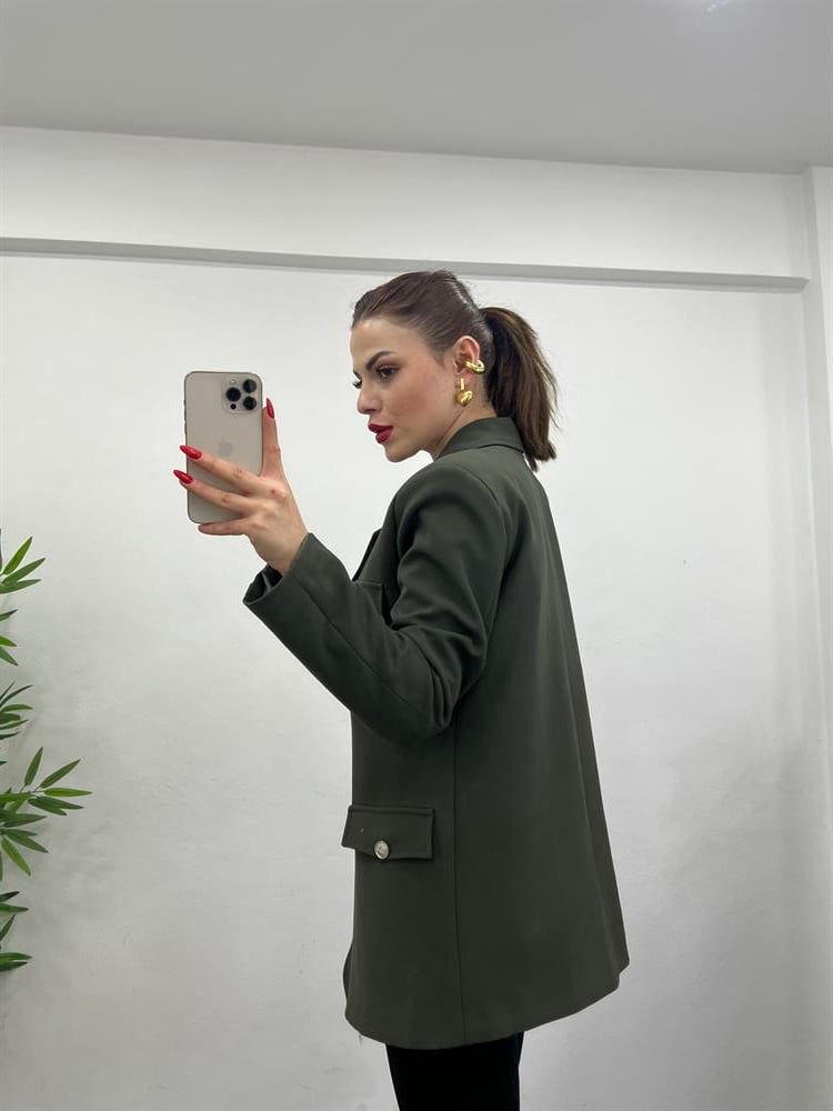 Tasarim Özel Seri̇ Bleazer Ceket Haki̇