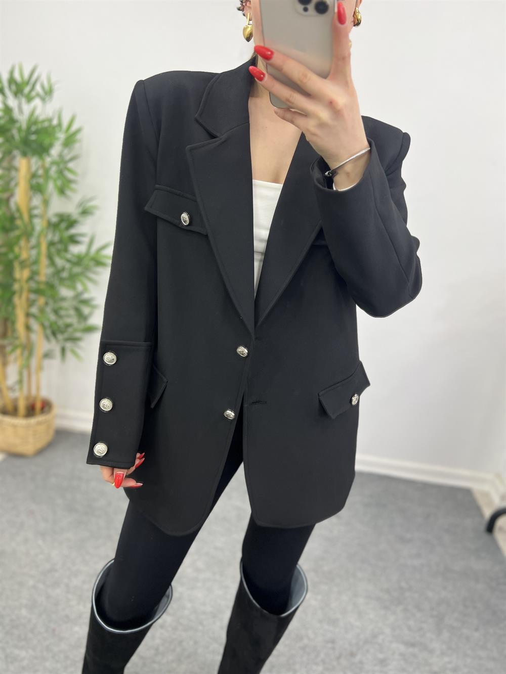 Tasarim Özel Seri̇ Bleazer Ceket Si̇yah