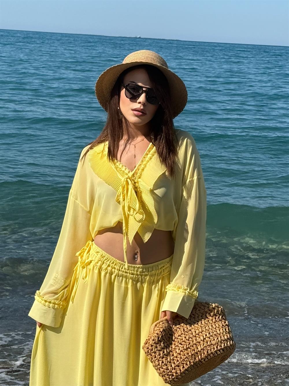 TASARIM ŞİFON İKİLİ ETEKLİ TAKIM