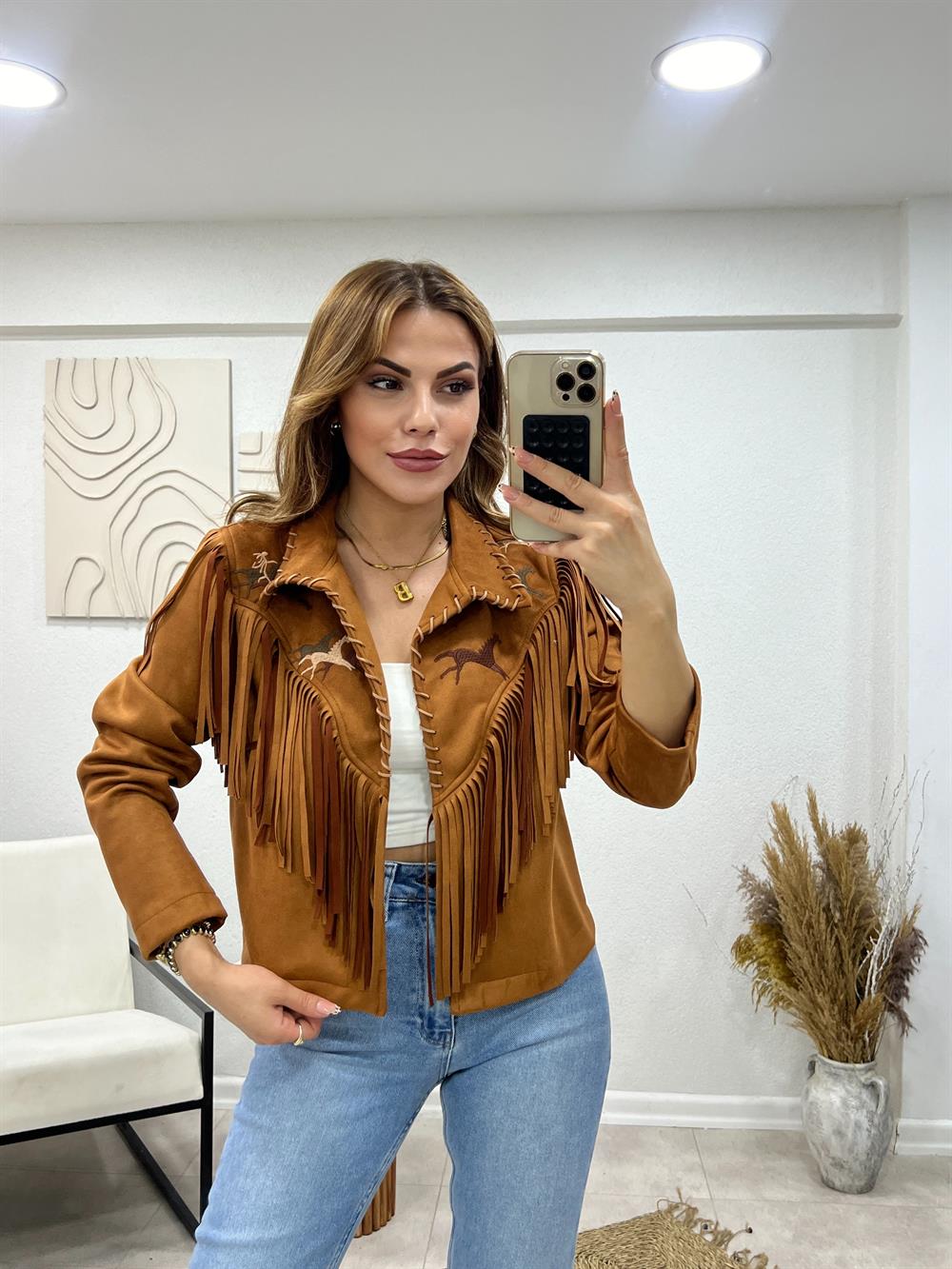 Tasarim Tarçin Süet Ceket