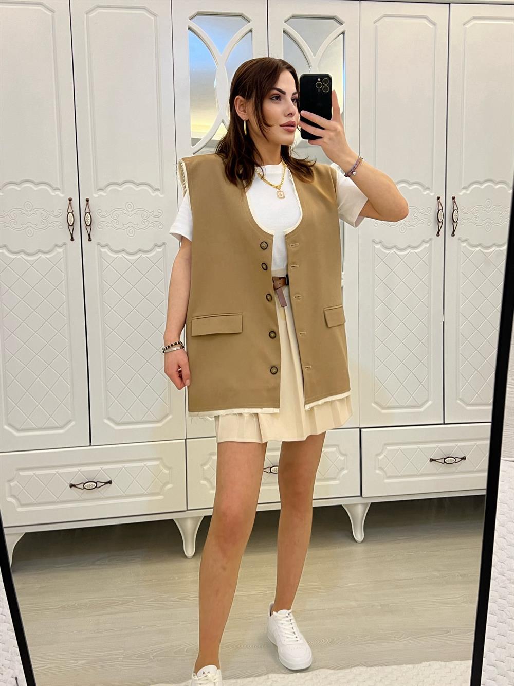 Tasarim Vintage Gabardi̇n Yelek