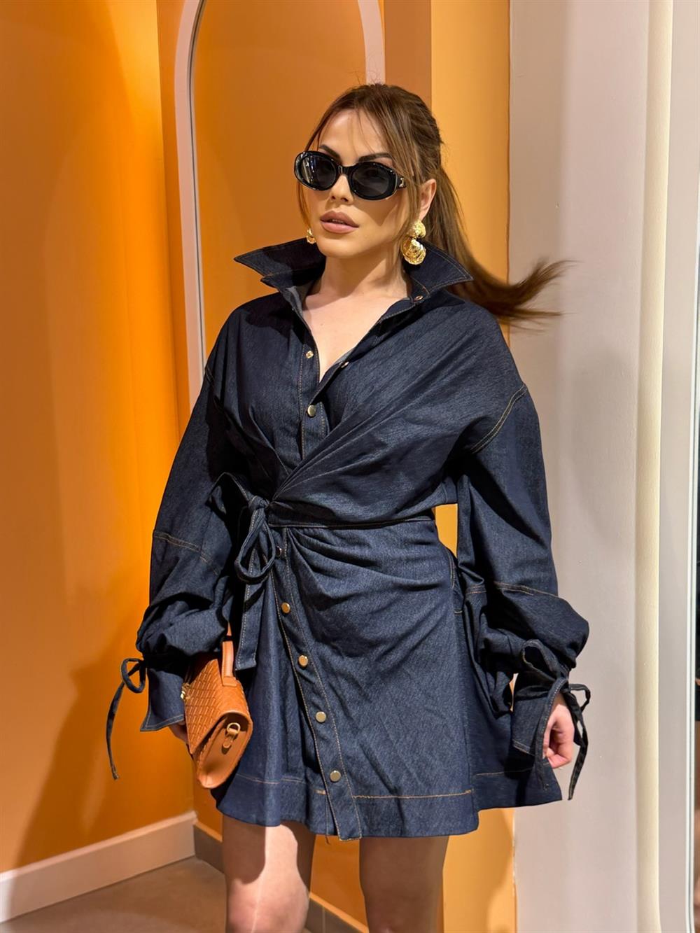 TASARIM YANDAN GOLD DÜĞMELİ PREMİUM ELBİSE (ÜRÜN ÖN SİPARİŞTİR KARGOLAMA TARİHİ 20 NİSANDIR 🤍