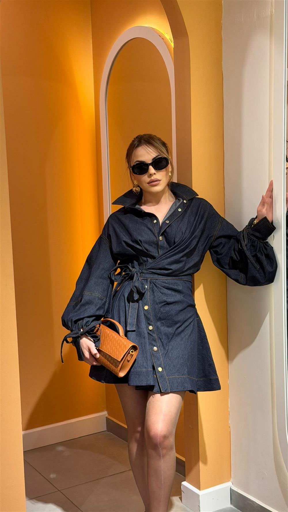 TASARIM YANDAN GOLD DÜĞMELİ PREMİUM ELBİSE (ÜRÜN ÖN SİPARİŞTİR KARGOLAMA TARİHİ 20 NİSANDIR 🤍