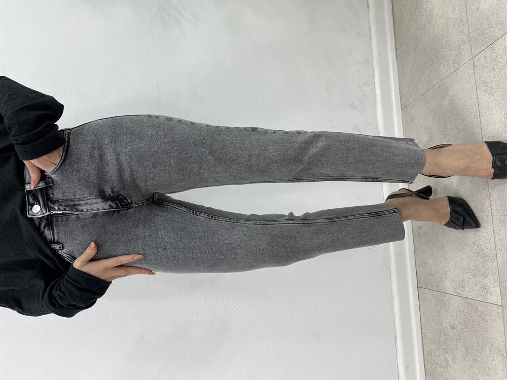 Taşlanmiş Gri̇ Lİkralı Mom Jean