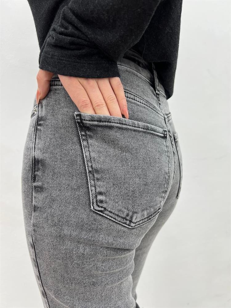 Taşlanmiş Gri̇ Lİkralı Mom Jean