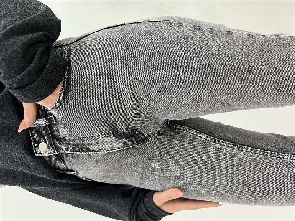 Taşlanmiş Gri̇ Lİkralı Mom Jean