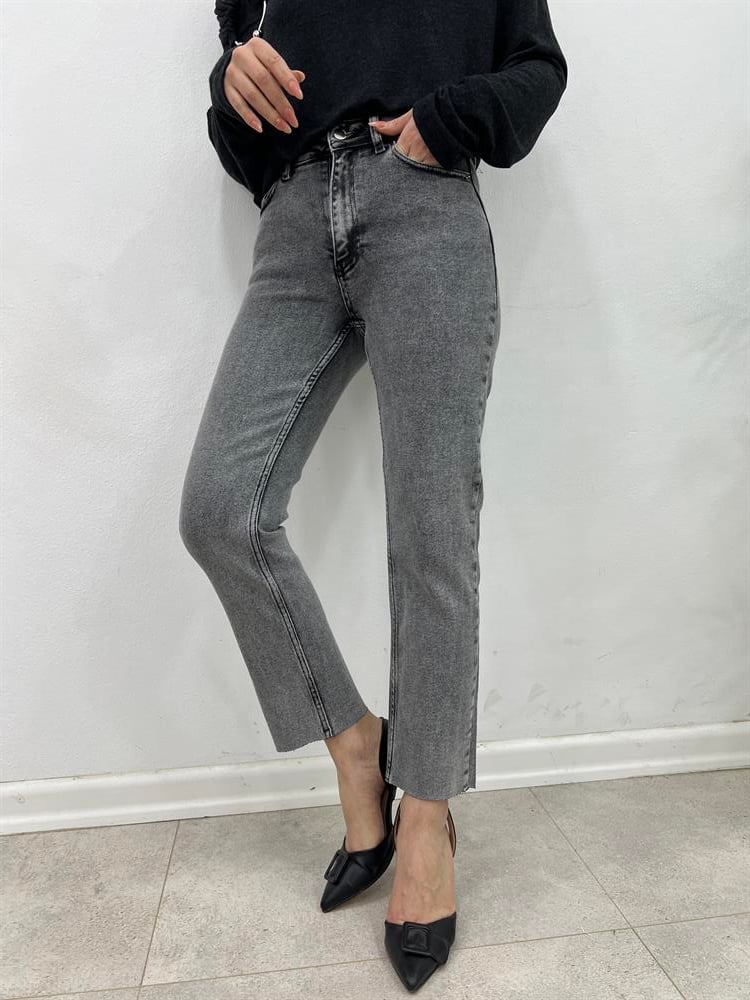 Taşlanmiş Gri̇ Lİkralı Mom Jean