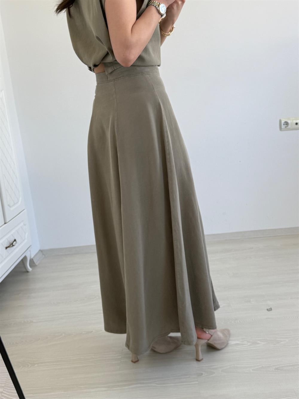 TİRİL KUMAŞ ETEK YEŞİL