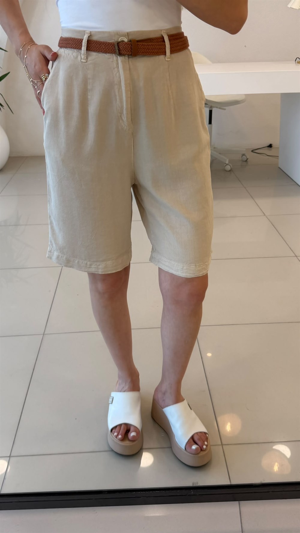 Tensel Şehir Boy Şort Taş