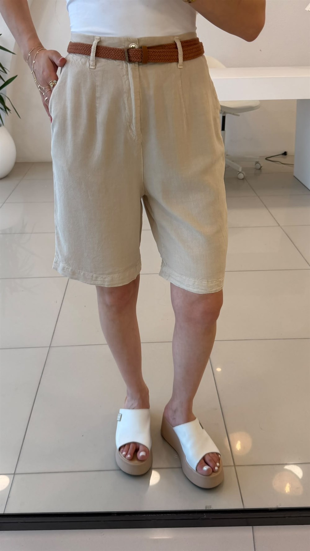 Tensel Şehir Boy Şort Taş