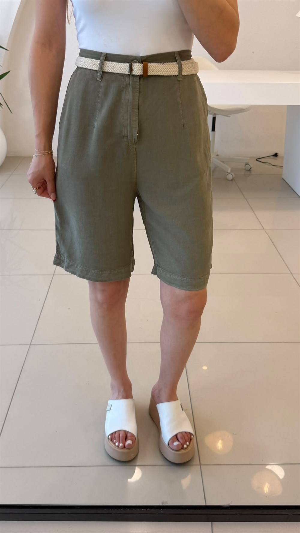 Tensel Şehir Boy Şort Yeşil