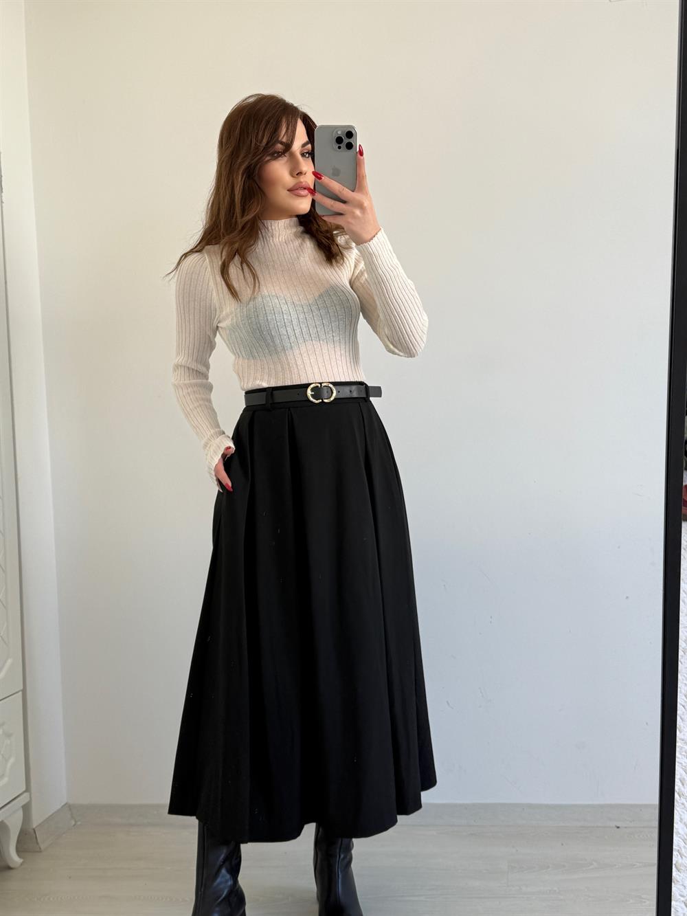 Transparan Tül Bluz Ekru