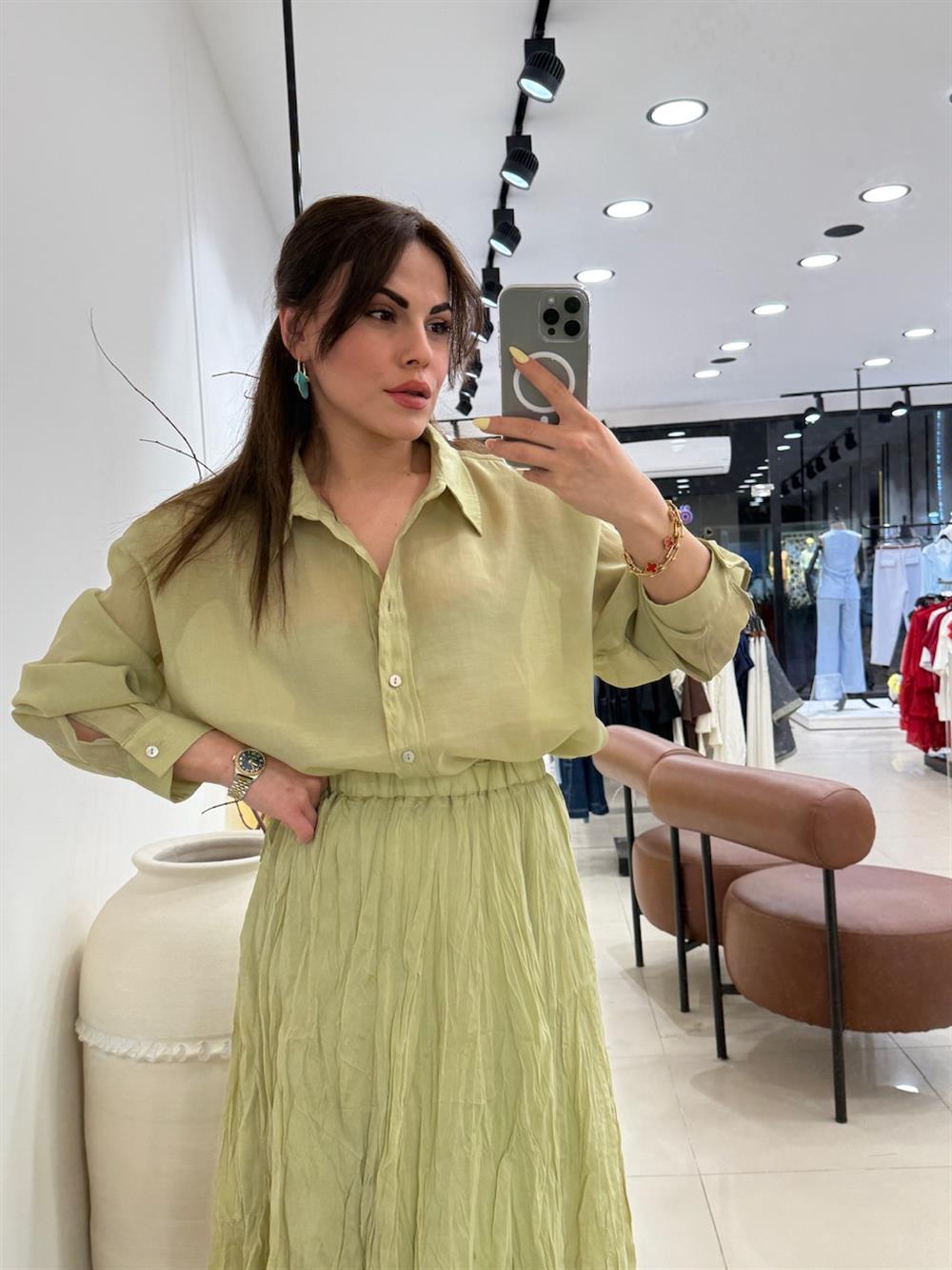 TÜL ETEKLİ İKİLİ TAKIM YEŞİL