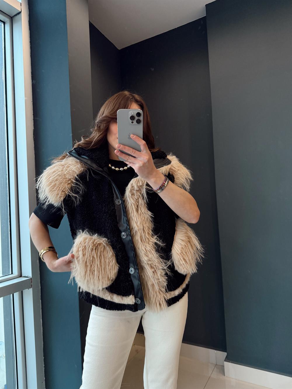 Tüylü Kürk Yelek