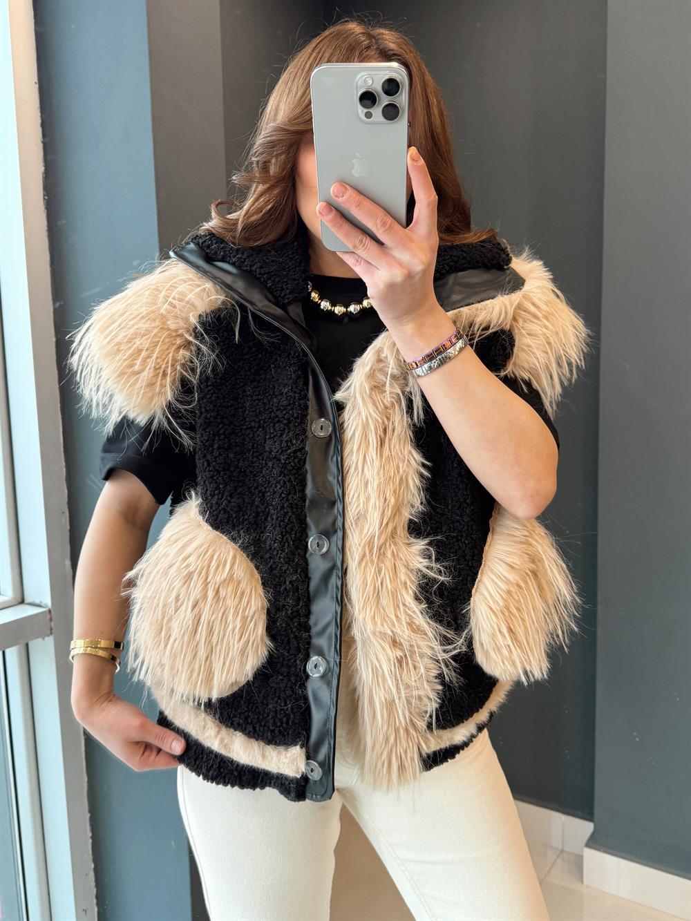 Tüylü Kürk Yelek