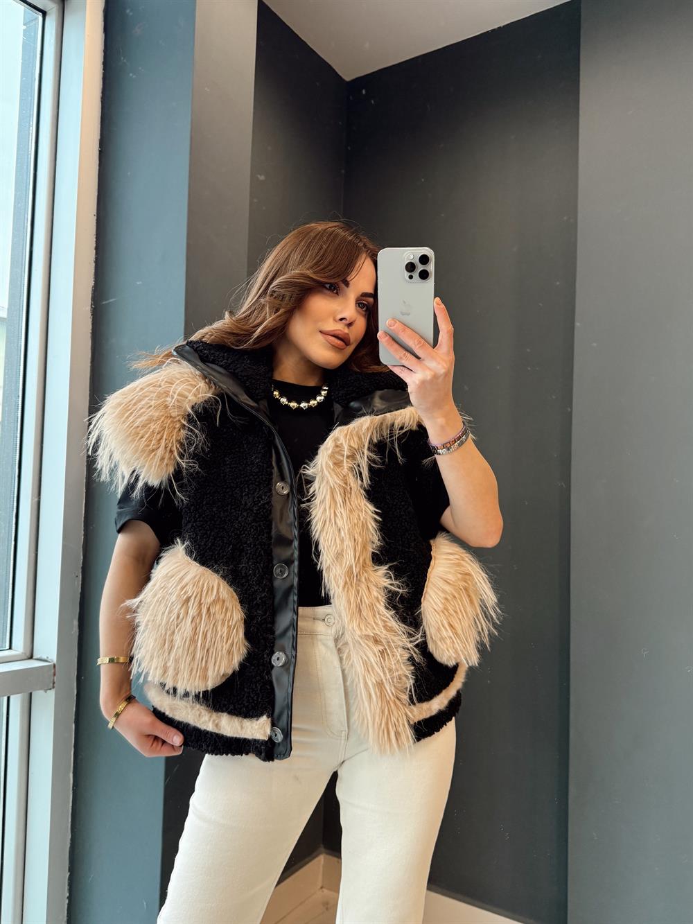Tüylü Kürk Yelek