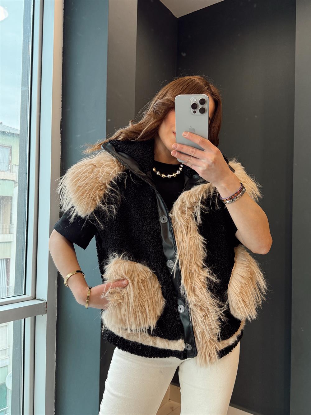 Tüylü Kürk Yelek