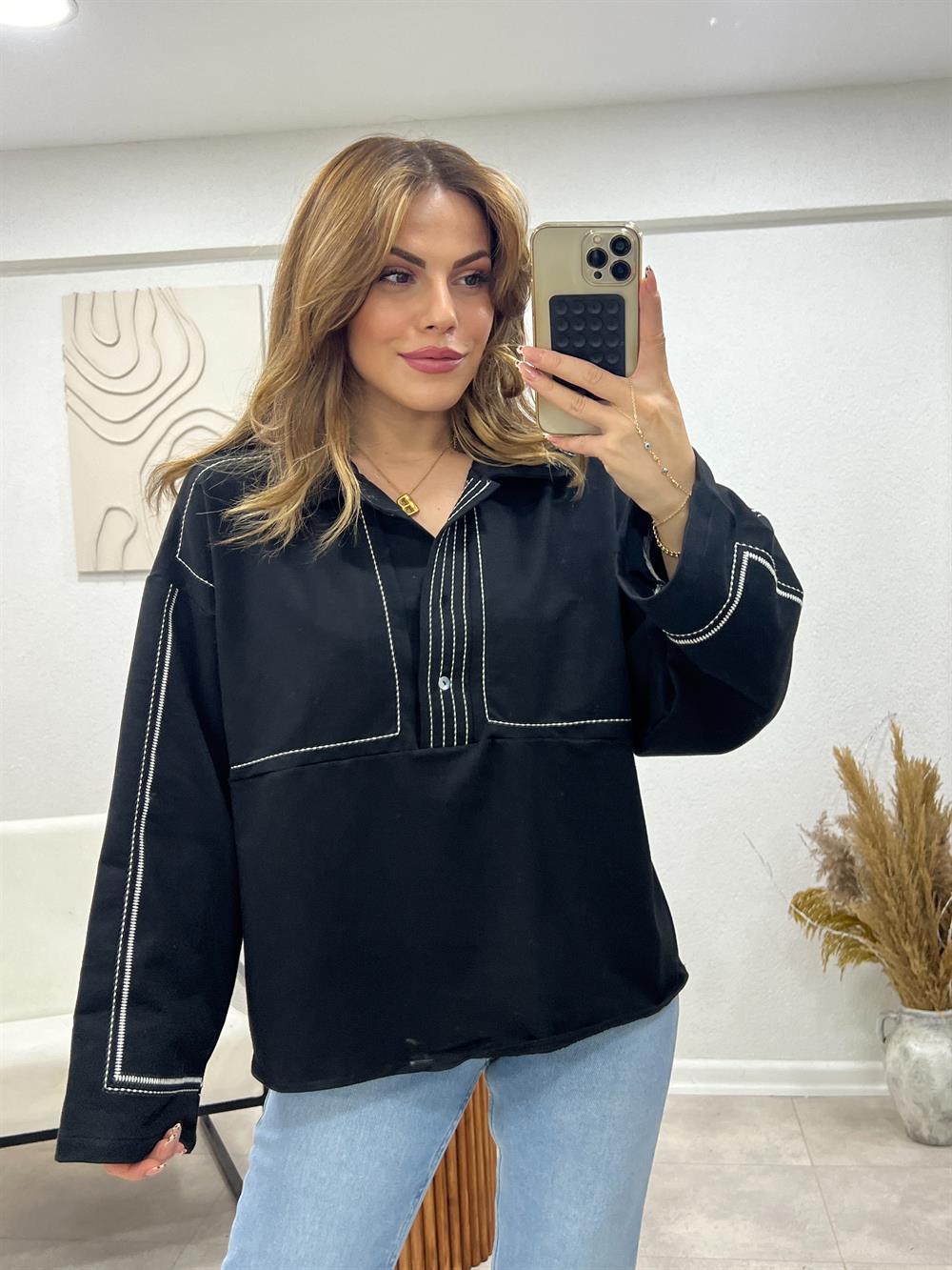 Twi̇st Model Di̇ki̇şli̇ Sweat Si̇yah
