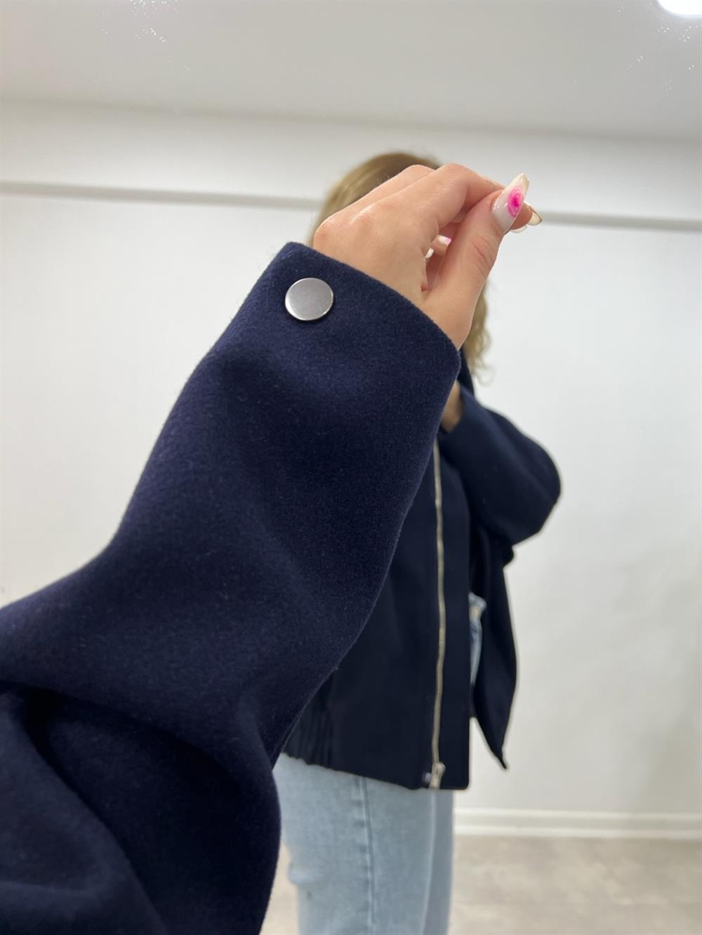 Uzun Bomber Ceket Laci̇vert