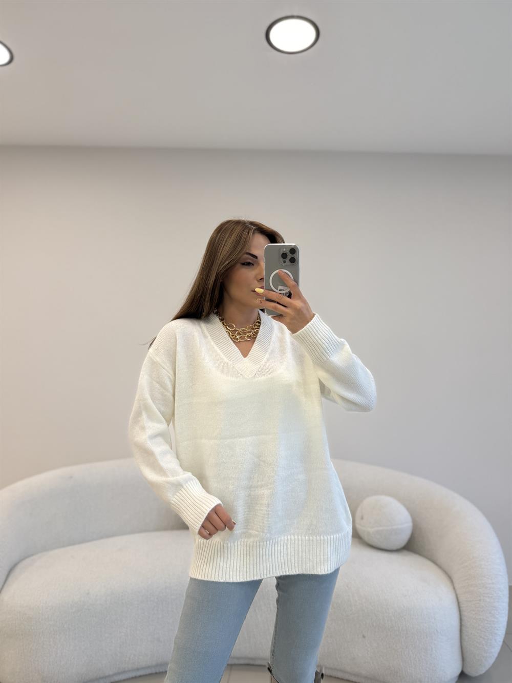 V YAKA BASİC KAZAK EKRU